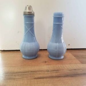 Vintage Blue Delphite Depression Glass Salt and Pepper Shaker No Lid on 1